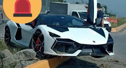 Se estrella Lamborghini de 15 millones de pesos en la Carretera Nacional; así quedó