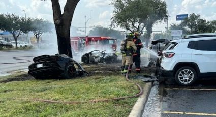 Lamborghini Huracán Sterrato daña a tres vehículos tras chocar y explotar con árbol