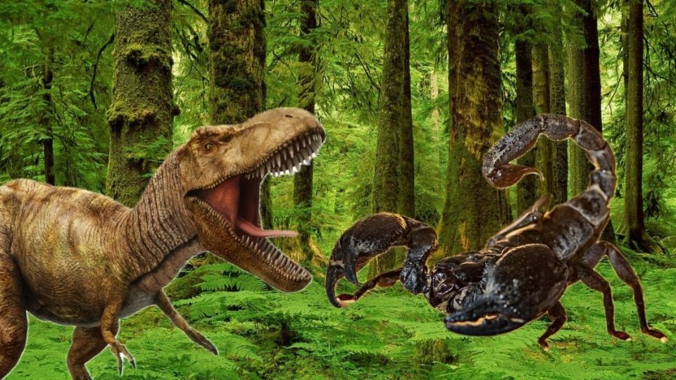 Así convivían dinosaurios y escorpiones.