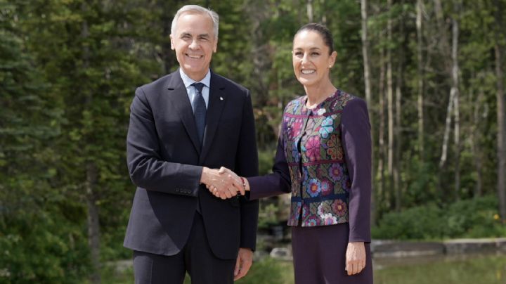 Claudia Sheinbaum es recibida por Mark Carney en la cumbre G7