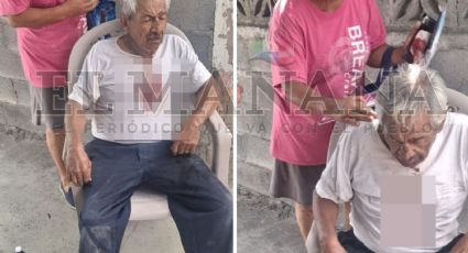 Tremendo susto: abuelito sufre caída en banqueta de la colonia Infonavit; le estaba dando un infarto