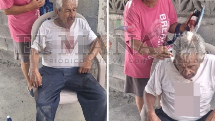 Tremendo susto: abuelito sufre caída en banqueta de la colonia Infonavit; le estaba dando un infarto
