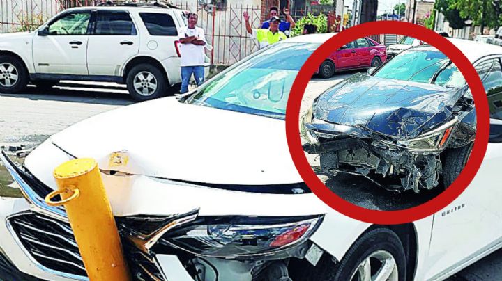Jacqueline se 'vuela' el alto y provoca brutal encontronazo en la colonia Juárez; autos destrozados
