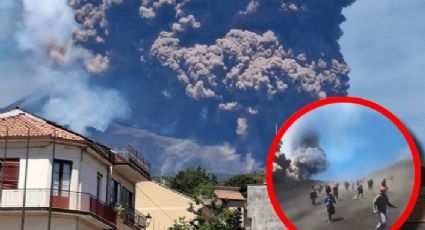 MOMENTO EXACTO en el que turistas escapan de la erupción del volcán Etna | VIDEO
