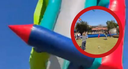 Tragedia escolar: castillo inflable vuela y dos niños salen heridos de gravedad | VIDEO