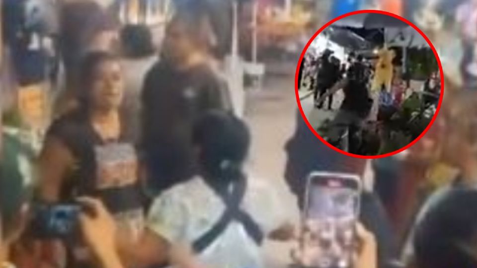 Se desata campal ai interior de un tianguis en Puebla