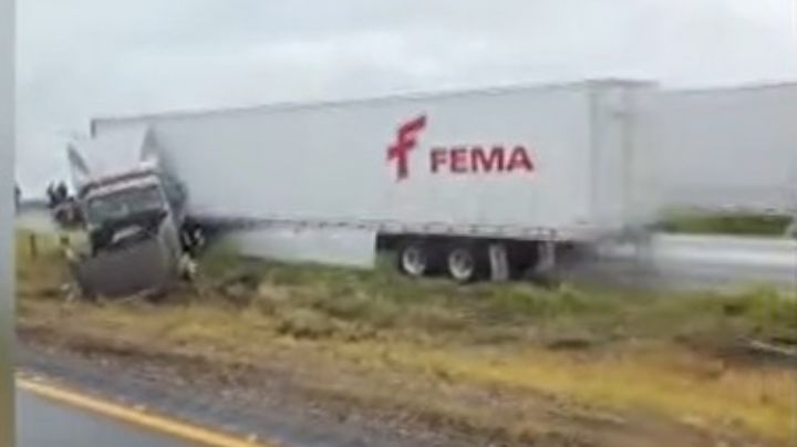 Tráiler derrapa y sufre accidente en la Carretera Interestatal 35; esto le pasó al chofer