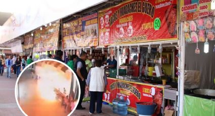 MOMENTO EXACTO en que tanque de gas explota en puesto de comida; se llevaba a cabo fiesta patronal