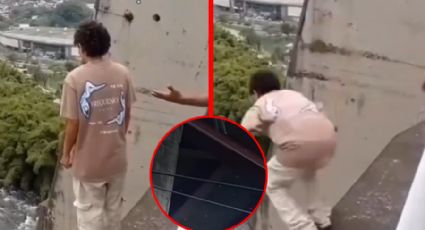 MOMENTO EXACTO en que joven termina con su vida lanzándose por un puente; intentaron salvarlo | VIDEO