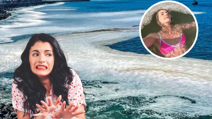Influencer nada en aguas negras; pensó que era espuma marina | VIDEO