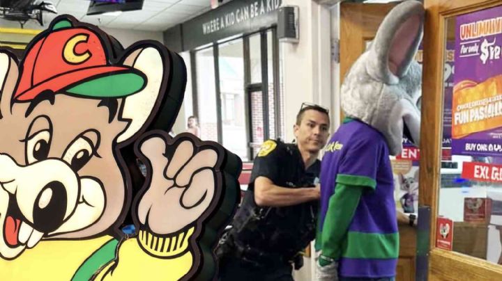 Empleado disfrazado de Chuck E. Cheese es arrestado en pleno turno, esto fue lo que hizo | VIDEO