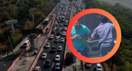 Conductores se agarran a 'golpes' en Monterrey tras presunto cierre de paso | VIDEO