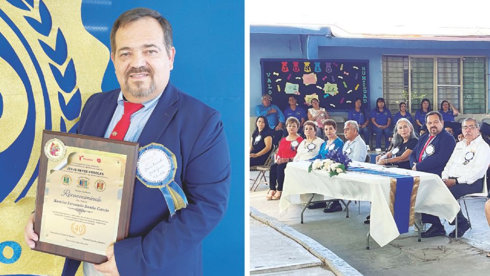 En la explanada de la escuela se realizó el homenaje al maestro.