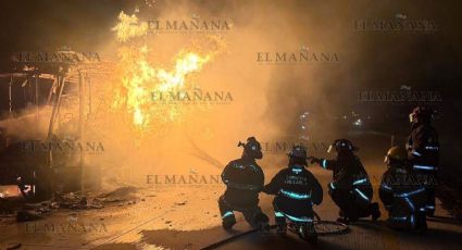 Arde en llamas autobús de Senda en Autopista Monterrey-Nuevo Laredo; viajaban 11 pasajeros