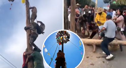 Jóvenes trepan el 'palo encebado' y caen trágicamente; celebraban una fiesta patronal | VIDEO