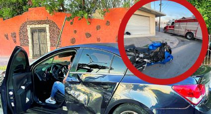 Motociclista y conductora se dan con todo en Nuevo Laredo; así quedaron los vehículos