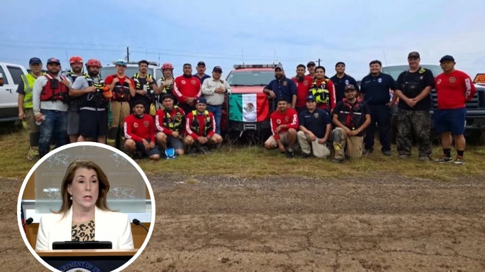 Un grupo de bomberos y personal de Protección Civil ayudan en las labores de rescate en Texas