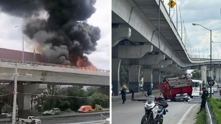 Mueren dos policías tras choque de camión; contenedor cayó y aplastó una camioneta | VIDEO