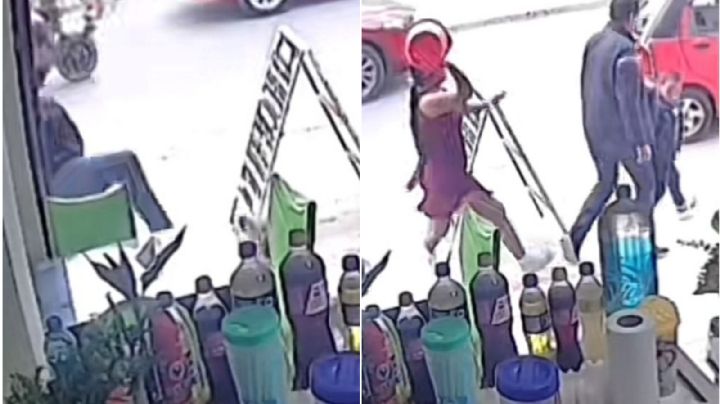 Hombre patea a perrita en la calle; mujer sale en su defensa y le acomoda cubetazo | VIDEO