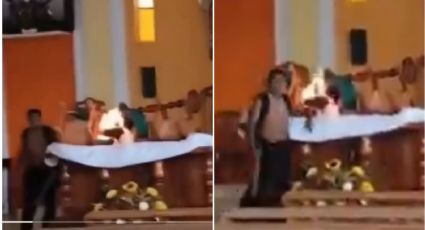 ‘El diablo me lo ordenó’; sujeto incendia altar en iglesia | VIDEO