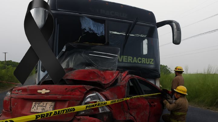 Autobús invade carril y mata a familia entera en choque frontal; conductor se da a la fuga