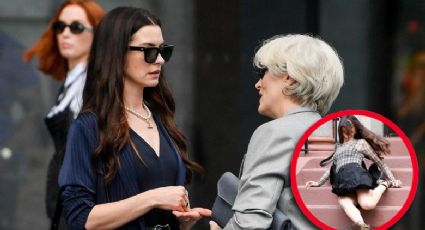 Anne Hathaway sufre aparatoso accidente durante la filmación de 'El Diablo Viste a la Moda 2'