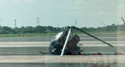 Helicóptero se desploma en aeropuerto de Campeche; tripulantes salvan la vida de milagro