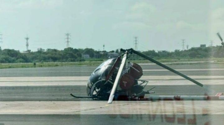 Helicóptero se desploma en aeropuerto de Campeche; tripulantes salvan la vida de milagro