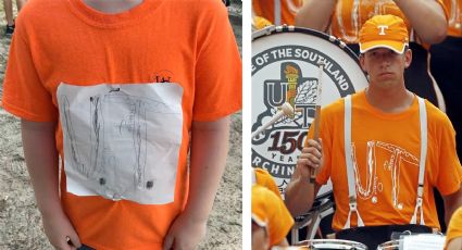 Niño sufre bullying por diseñar logo de su universidad favorita en papel y pegarla en su playera