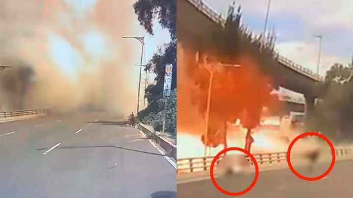 Explosión en Iztapalapa: momento en el que se derrite ropa de hombre que escapaba del fuego | VIDEO