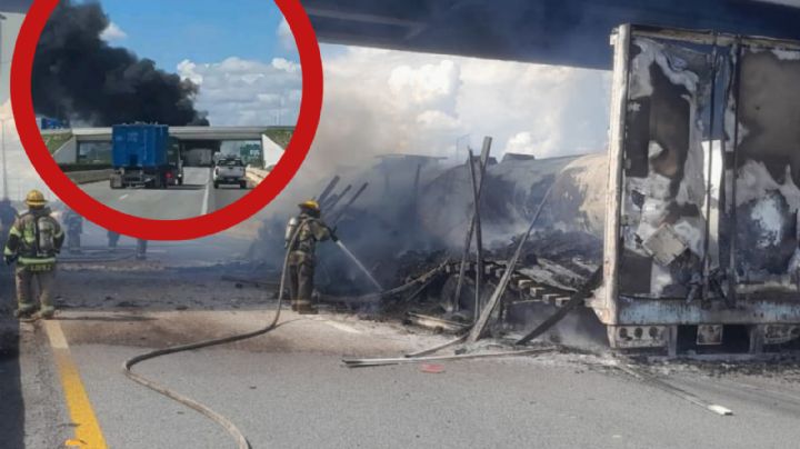 Tráiler choca contra pipa y provoca fuerte explosión y caos en Apodaca | VIDEO