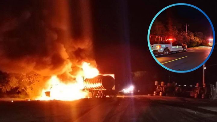 Tamaulipas: pipa vuelca y explota en libramiento Estación Manuel González; cierran vialidad por incendio