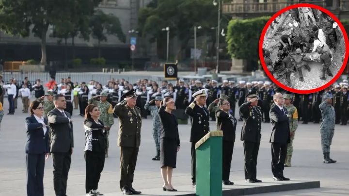 Sheinbaum encabeza izamiento de bandera en memoria de víctimas de los sismos de 1985 y 2017