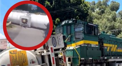 Pipa quiere ganarle el paso a tren pero termina embestida en Ecatepec; así fue el accidente | VIDEO