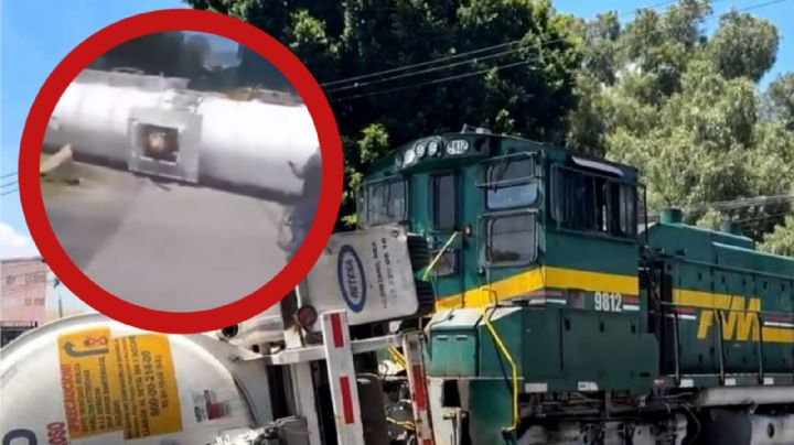 Pipa quiere ganarle el paso a tren pero termina embestida en Ecatepec; así fue el accidente | VIDEO