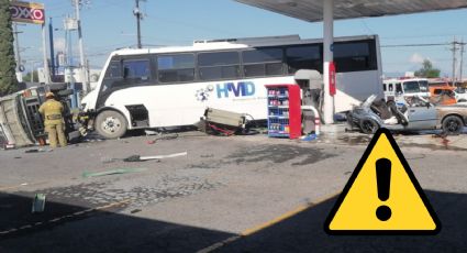 Camión de transporte provoca aparatoso accidente en gasolinería de NL; hay 6 heridos
