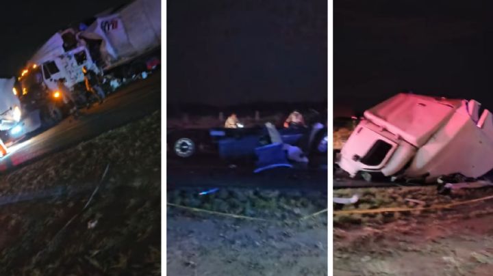 Muere trailero en trágico choque de frente en carretera libre Monterrey-Nuevo Laredo