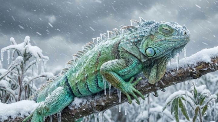 Iguanas ‘congeladas’ caen de los árboles por frío extremo en Estados Unidos | VIDEO