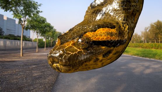 Mujer se topa con serpiente gigante en zona recreativa de Matamoros; pensó que era una rama