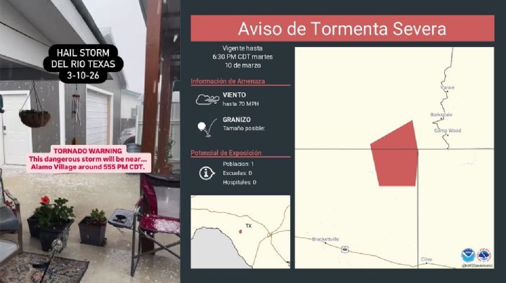 Alerta de tornado para varios condados del sur de Texas; caen granizos del tamaño de una pelota de tenis | VIDEO