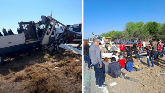 Peregrinación viaja de Reynosa a la Virgen de El Chorrito y sufre el susto de su vida; camión vuelca varias veces