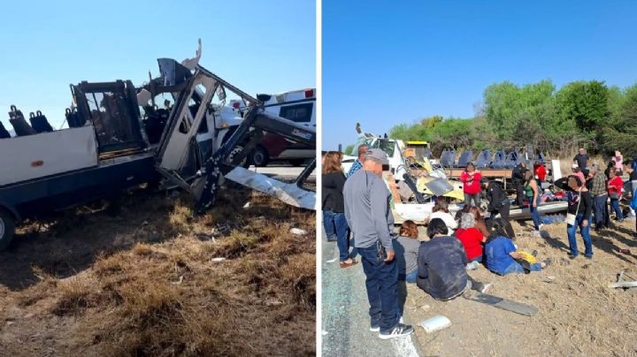 Peregrinación viaja de Reynosa a la Virgen de El Chorrito y sufre el susto de su vida; camión vuelca varias veces