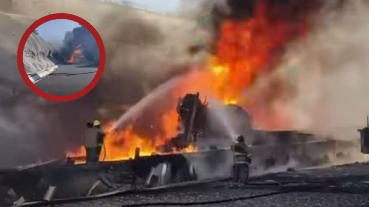 Se incendia pipa en Autopista a Reynosa; densa columna de humo negro alerta a población en Nuevo León | VIDEO
