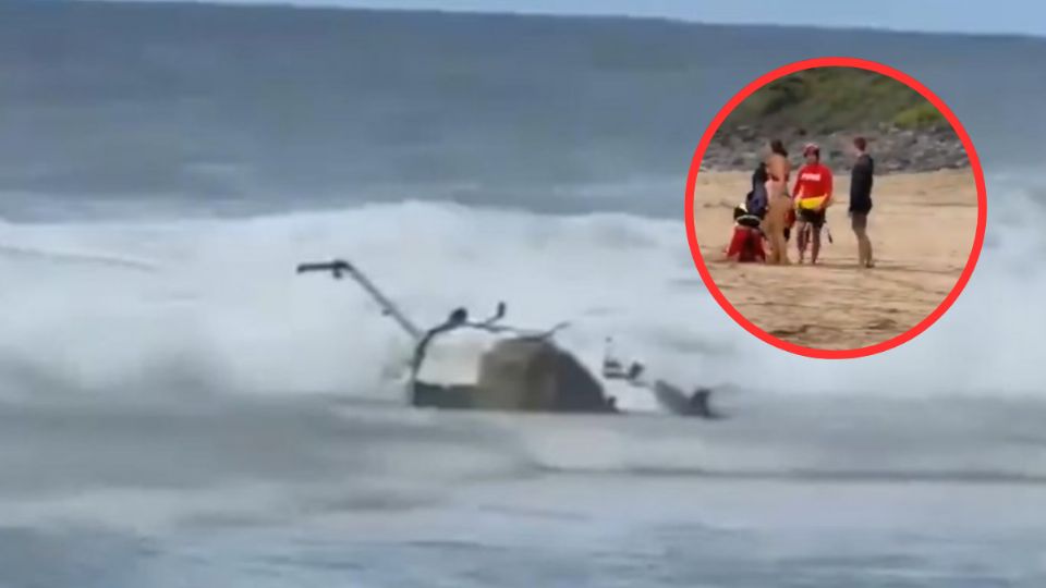 Civiles en la playa ayudaron a rescatar a los tripulantes antes de la llegada oficial.