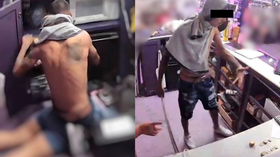 El agresor ingresó al establecimiento portando un machete y brincó el mostrador.