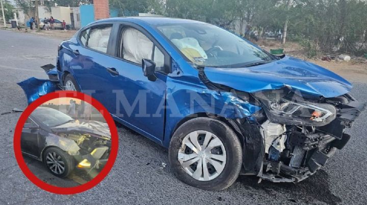 Brutal choque deja a 2 autos destrozados en Nuevo Laredo; uno de ellos era de agencia