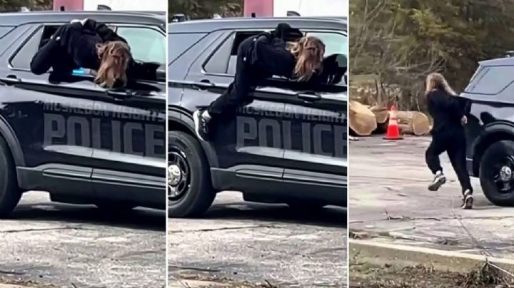 Mujer esposada escapa por la ventana de patrulla policial en Michigan; así salió corriendo | VIDEO
