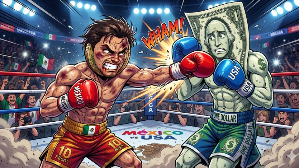 El dólar acumula una caída semanal de 3.19% frente al peso mexicano.