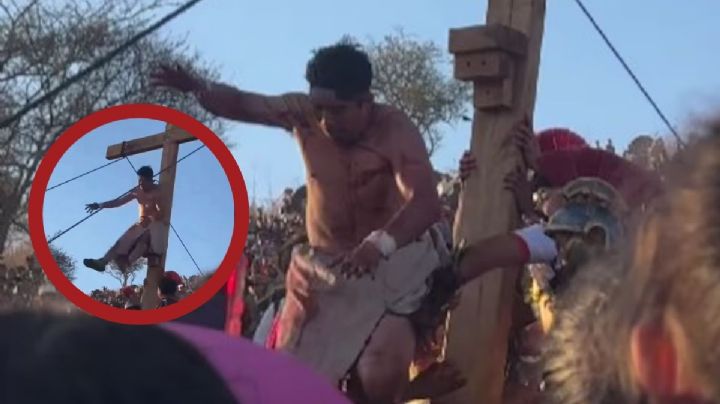 Actor de Viacrucis cae de la cruz en Tlaquepaque; no pudo ser crucificado | VIDEO