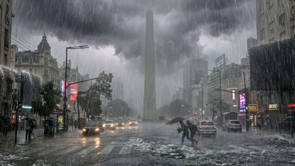 Un fuerte temporal golpeará la zona centro-este del país con abundante caída de agua y ráfagas de viento. Foto: IA
